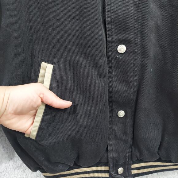 Disney Vintage Bomber Jacket Small Mickey Mouse Black And Tan Coat (No Hood) - Picture 6 of 16